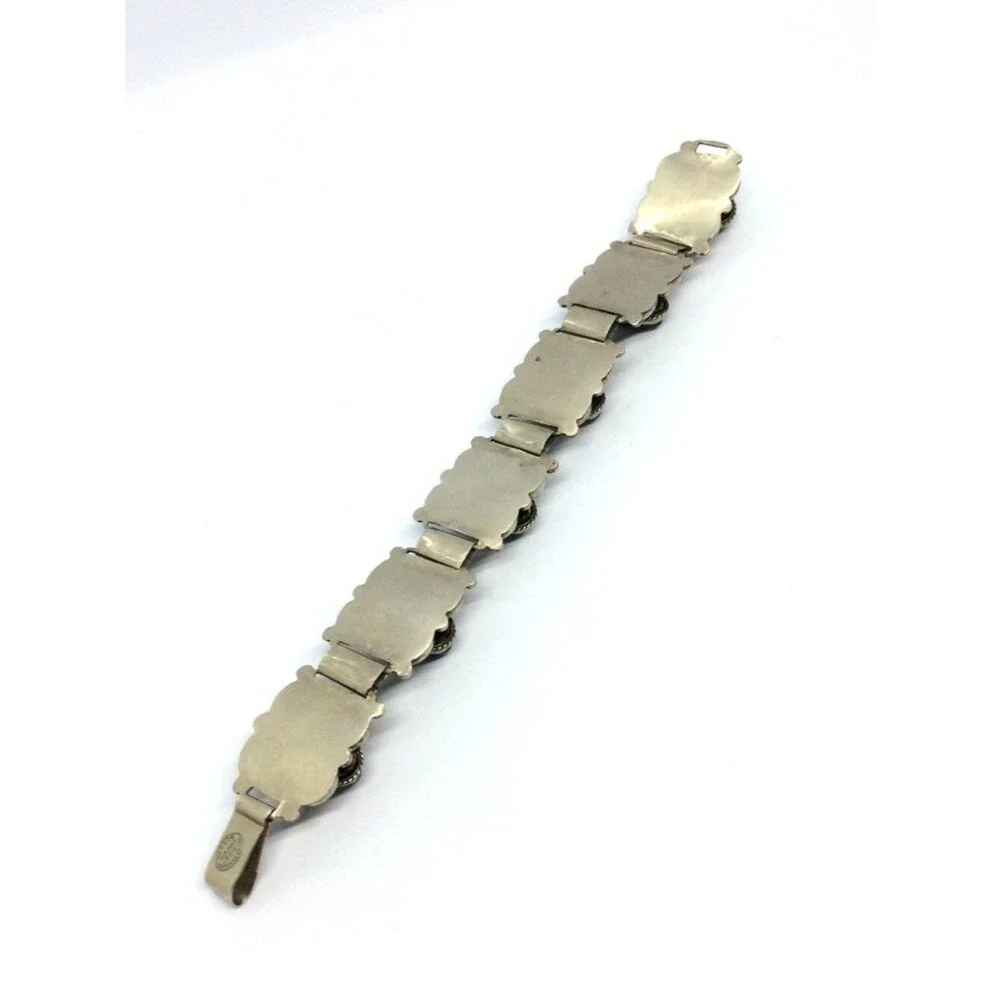 VINTAGE ALPACA Bracelet Mask Hecho En Mexico EGS Guad Jal Silver Tone